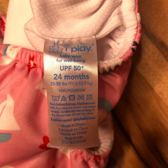 UPF 50+ swim diaper cover pink w/ sailboats size 24 months - Picture 5 of 6